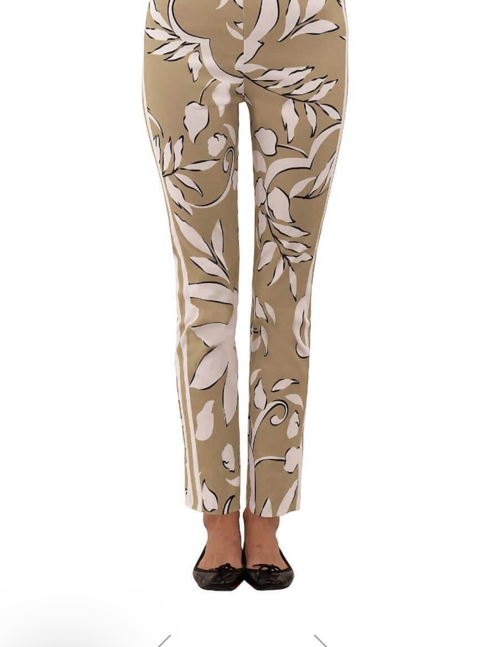 Gretchen Scott Designs Beige and White Floral Slim Ankle Pants